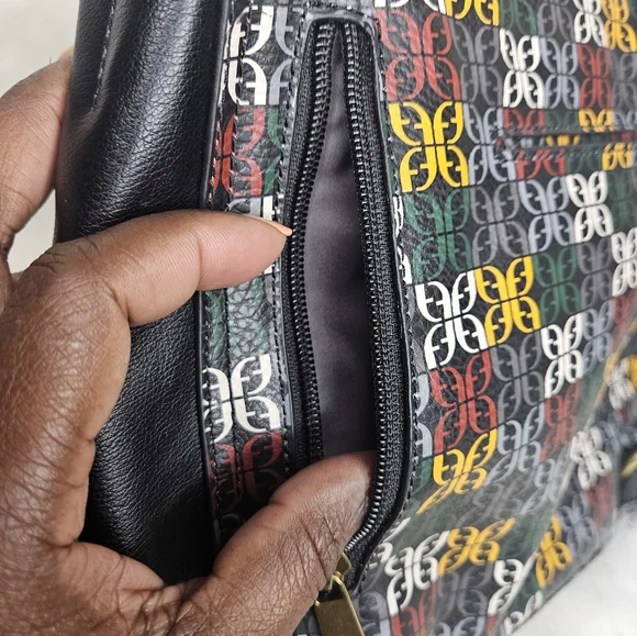 Fossil Geometric Blue and Brown Backpack with Leather Accents - Picture 5 of 10